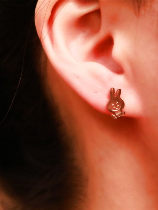 GROSE Lovely Rabbit Titanium Stud Earrings 0