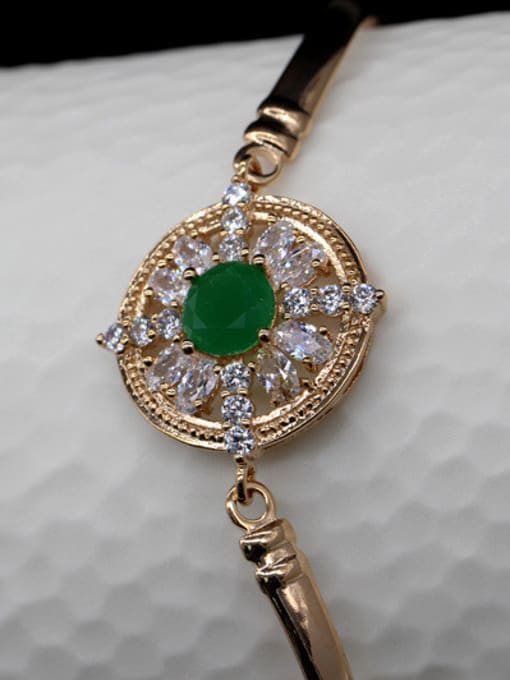 True Gold Green White Gold Plated Simple Bracelet