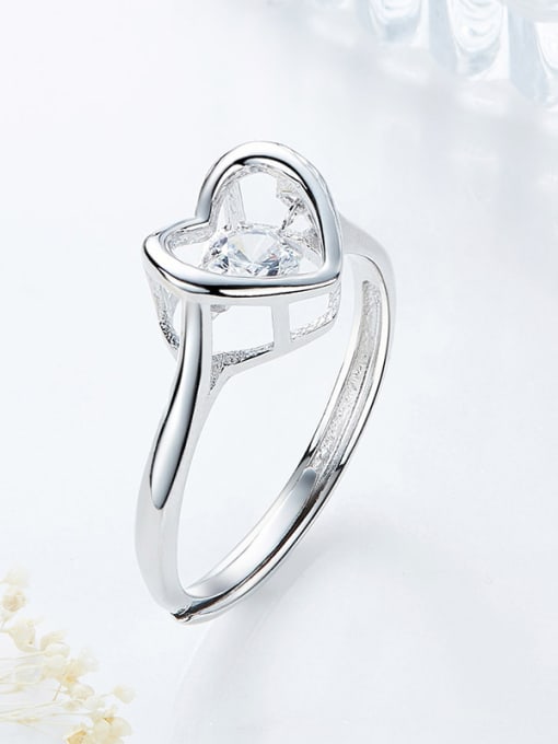 CEIDAI Fashion Cubic Rotational Zircon Heart 925 Silver Ring 2