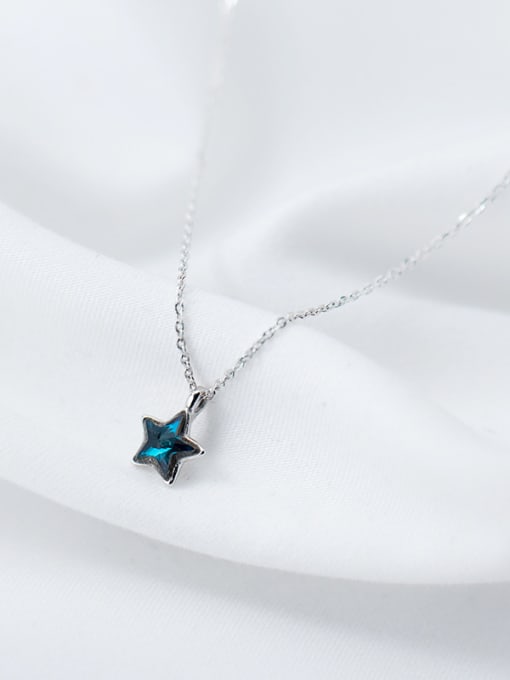 blue Elegant Blue Star Shaped Zircon S925 Silver Necklace