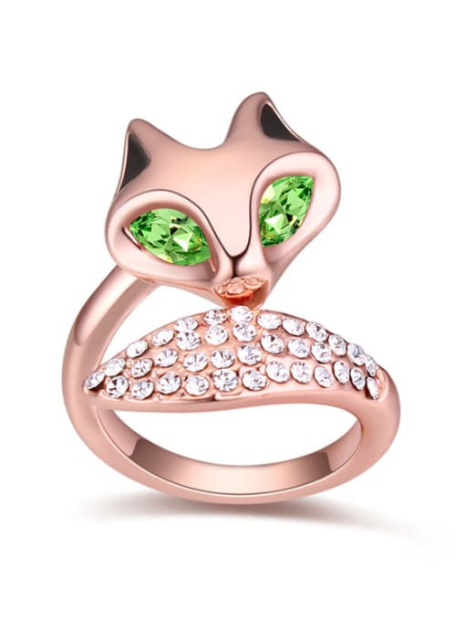 green Personalized austrian Crystals-studded Fox Alloy Ring