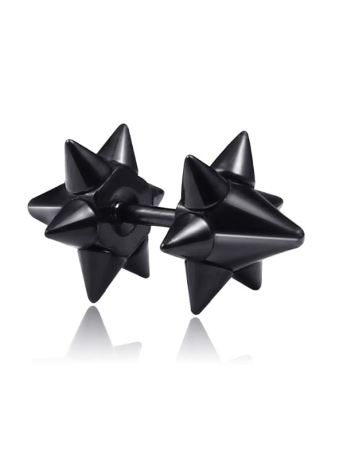 black Stainless Steel With Black Gun Plated Personality Irregular  prick Stud Earrings