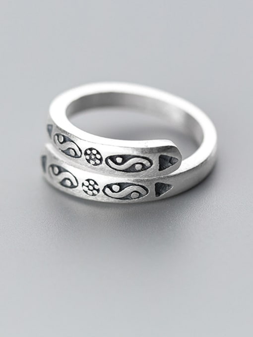 Rosh Personality Open Design Geometric Shaped S925 Silver Ring 0