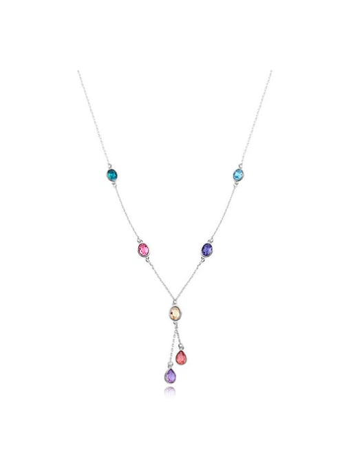 QIANZI Simple Little austrian Crystals Alloy Platinum Plated Necklace 0