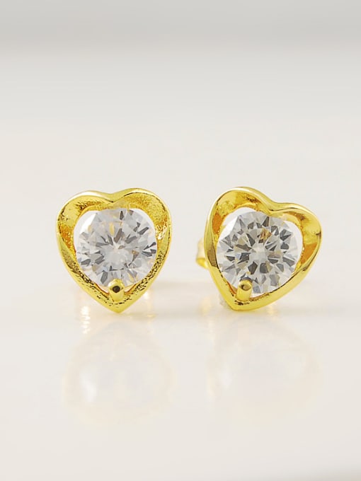 Yi Heng Da Women Temperament Heart Shaped Rhinestone Stud Earrings 0