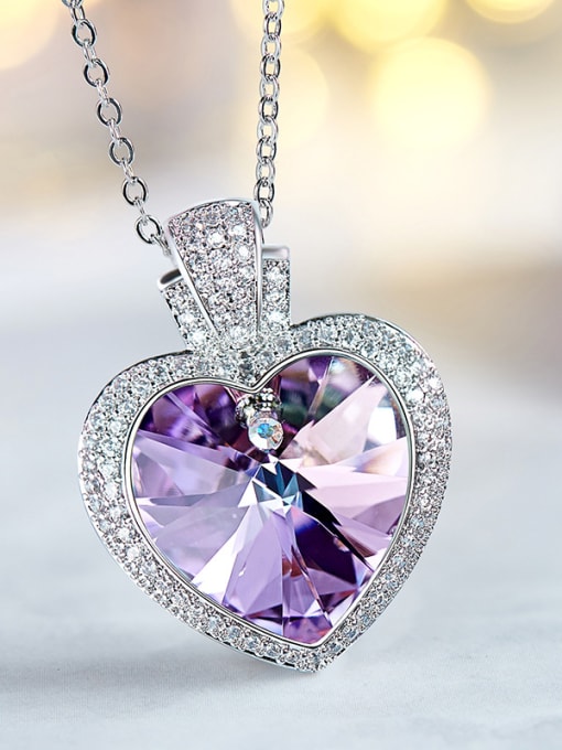 Purple austrian Crystals Heart-shaped Necklace