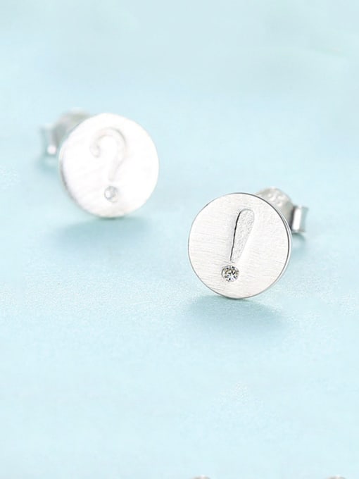 Platinum-17A04 925 Sterling Silver With Gold Plated Simplistic Round Mark  Stud Earrings