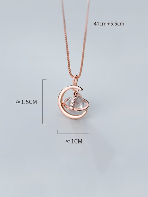 Rosh 925 Sterling Silver With Rose Gold Plated Simplistic Planet Necklaces 3