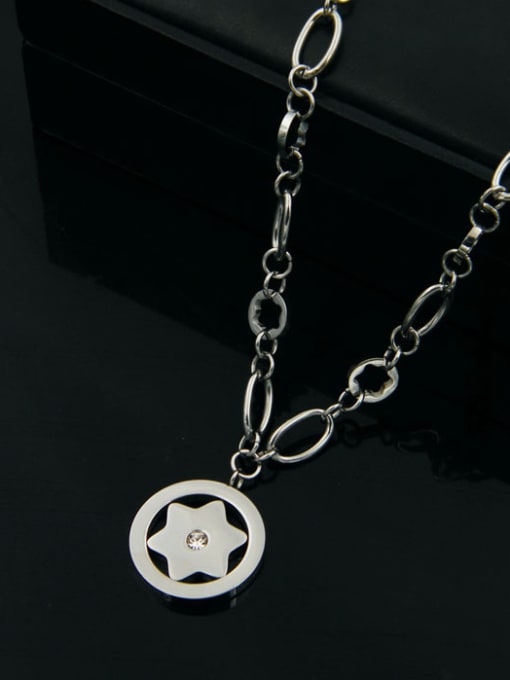 My Model Round Star Pattern Small Pendant Color Plated Necklace 1
