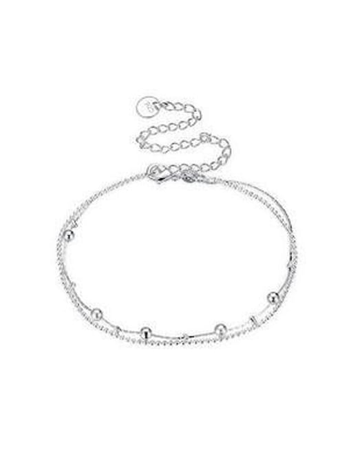 OUXI Simple Little Beads Two-layer Anklet 0