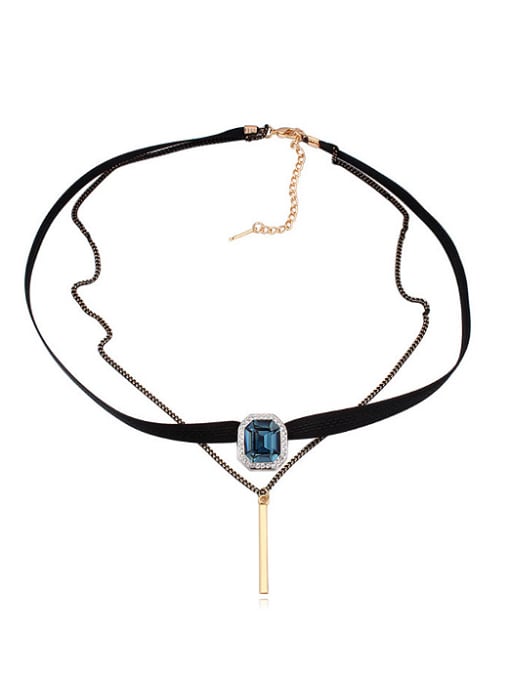 QIANZI Fashion Double Chain austrian Crystal Alloy Necklace 0