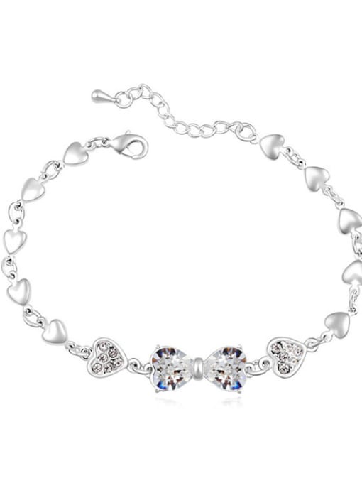 White Simple Little Heart austrian Crystals Alloy Bracelet