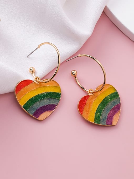 A Love Payment Alloy With Rose Gold Plated Fashion Rainbow Heart Shaped Flower  Drop Earrings