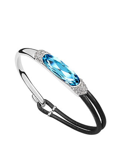 6 Fashion Oval austrian Crystal Alloy Artificial Leather Bracelet