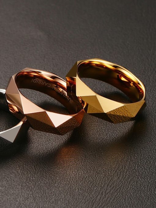 CONG Tungsten With 18k Gold Plated Simplistic Geometric Band Rings 1