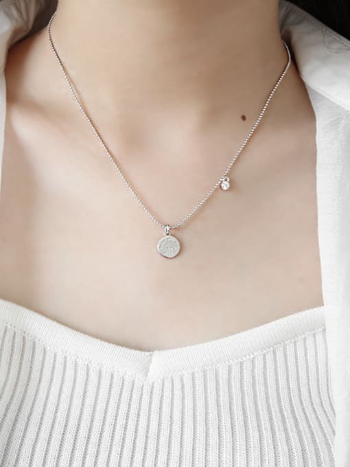 DAKA Pure silver bead chain round brand zircon necklaces 1
