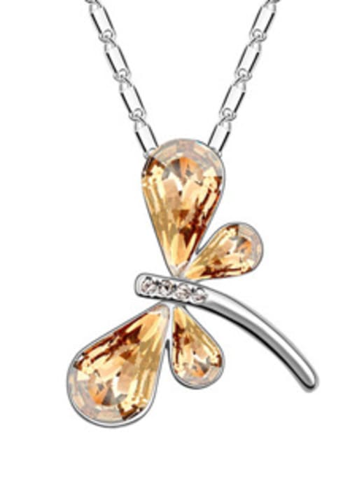 QIANZI Fashion Dragonfly austrian Crystals Pendant Alloy Necklace 1