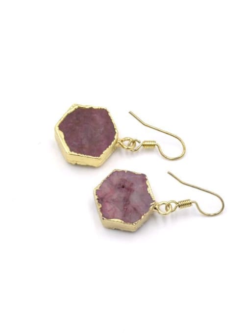Tess Simple Hexagon-shaped Purple Natural Crystal Earrings 2