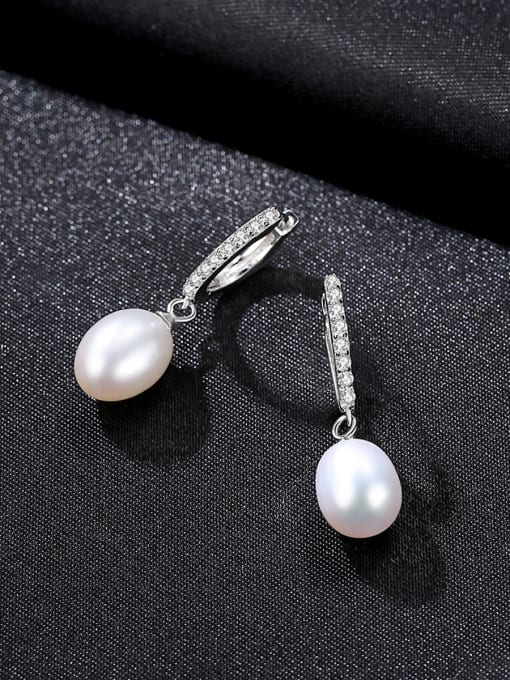 CCUI Pure silver zircon natural pearl earrings 0