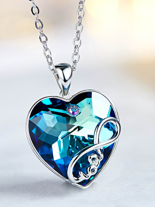 Blue 2018 2018 2018 2018 2018 2018 Heart-shaped austrian Crystal Necklace