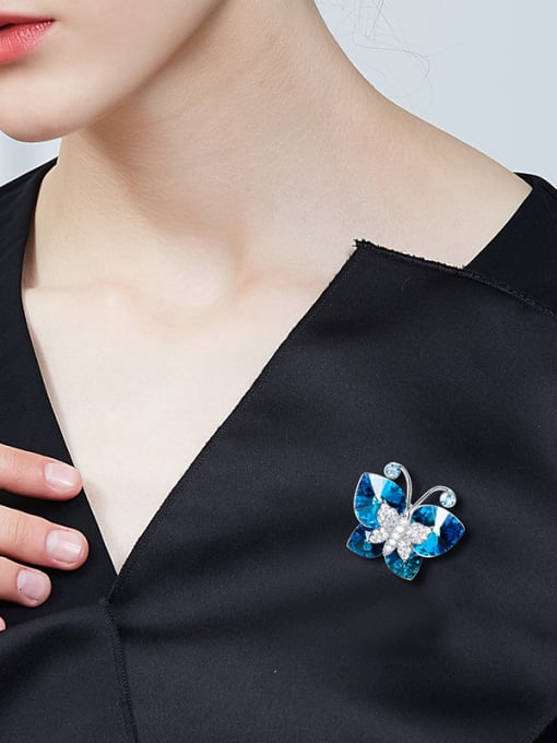 CEIDAI Fashion Butterfly Blue austrian Crystals Brooch 1