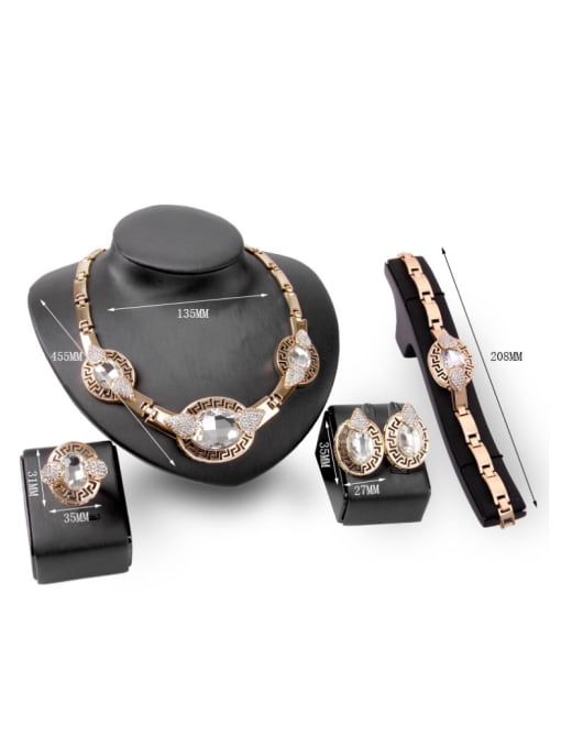 BESTIE Alloy Imitation-gold Plated Vintage style Stone Oval Four Pieces Jewelry Set 2
