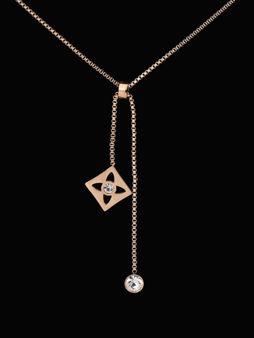 My Model Tassel Long Pendant Titanium Diamond Shaped Necklace 2