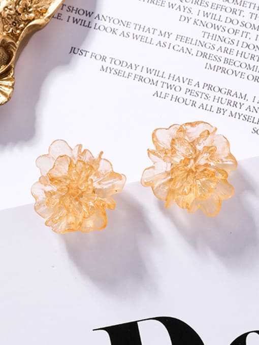 B yellow Alloy With Rose Gold Plated Cute Flower Stud Earrings