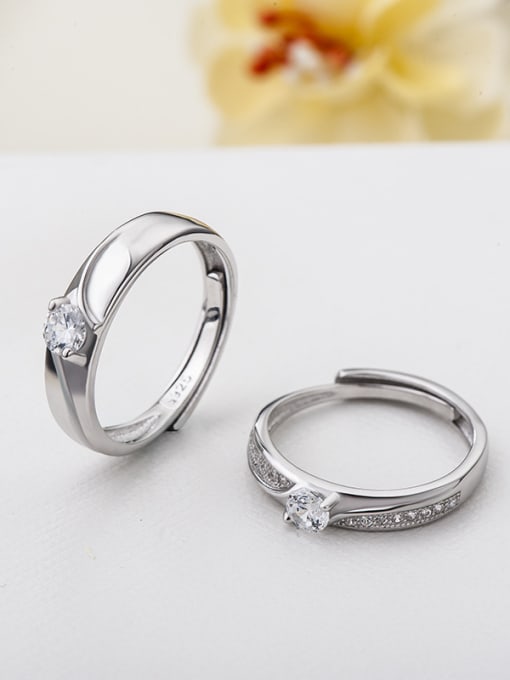 Dan 925 Sterling Silver With Cubic Zirconia  Simplistic Hearts and arrows loves  Free Size Rings 3