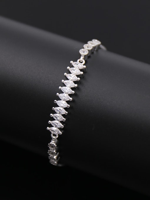 Silvery Shining Zircons Copper Bracelet