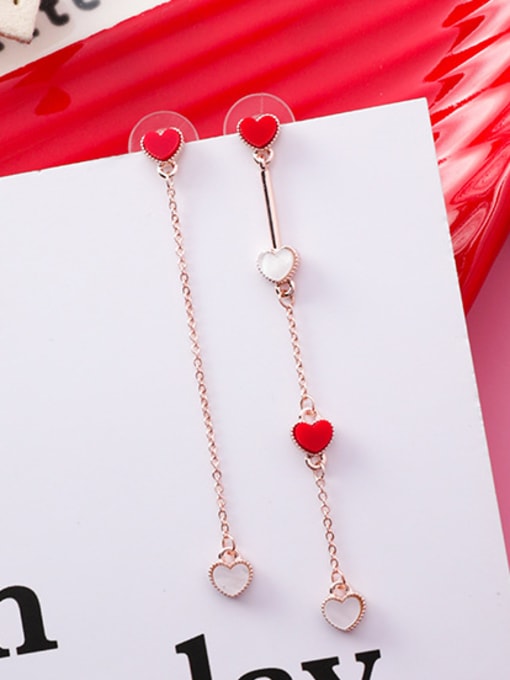 Girlhood Alloy With Rose Gold Plated Simplistic Shell Heart Earrings 1