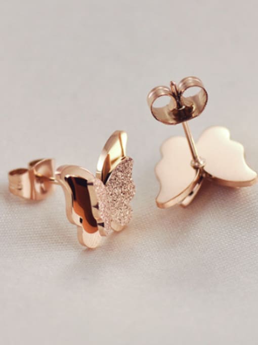 Open Sky Fashion Butterfly Rose Gold Plated Stud Earrings 2