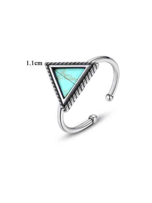 CCUI 925 Sterling Silver With Platinum Plated Simplistic Triangle Free Size Rings 3