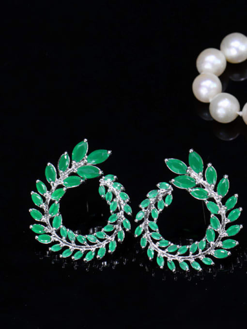 Grind Green Green Leaves -shape Fashion Western Style Two Pieces Jewelry Set