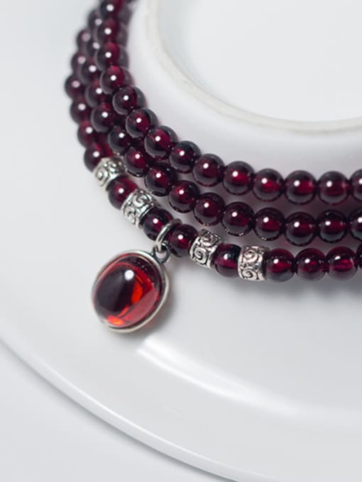 Rosh Fashion Oval Shaped Garnet Multi Layer Beaded Bracelet 1