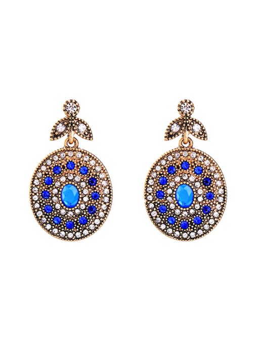 KM Oval Shaped Artificial Stones National Drop Earrings 0