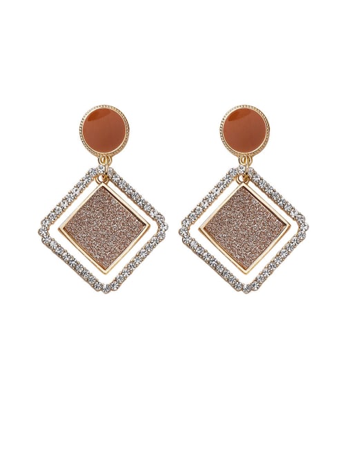 A Brown Alloy With Imitation Gold Plated Simplistic Geometric Drop Earrings