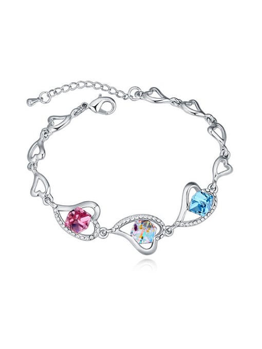 QIANZI Exquisite Hollow Hearts Cubic austrian Crystals Alloy Bracelet 0