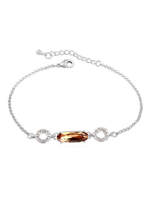 QIANZI Simple Oval austrian Crystal Hollow Round Alloy Bracelet 3