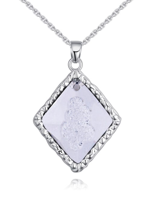 1 Personalized Rhombus Pendant austrian Crystal Alloy Necklace