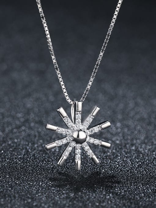Platinum 925 Sterling Silver With Platinum Plated Personality Sun Flower Necklaces
