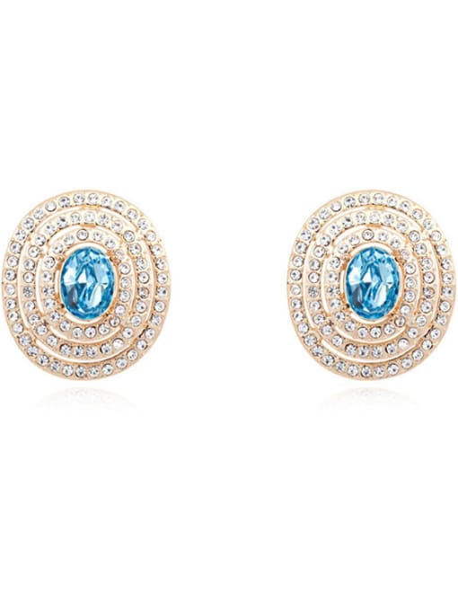 blue Fashion Shiny austrian Crystals-covered Alloy Stud Earrings