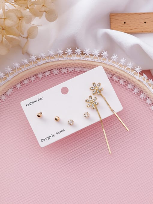 Girlhood Alloy With Gold Plated Trendy Flower Geometry Mini 6-piece earrings 2