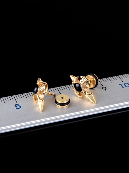 BSL Stainless Steel With Gold Plated Personality Cross Stud Earrings 2