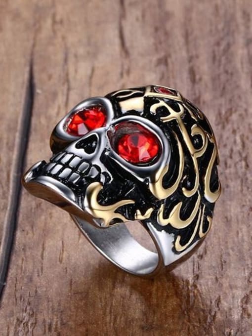 CONG Punk Style Skull Shaped Rhinestone Titanium Ring 2