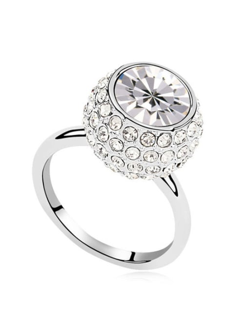 White Fashion Shiny Cubic austrian Crystals Alloy Platinum Plated Ring