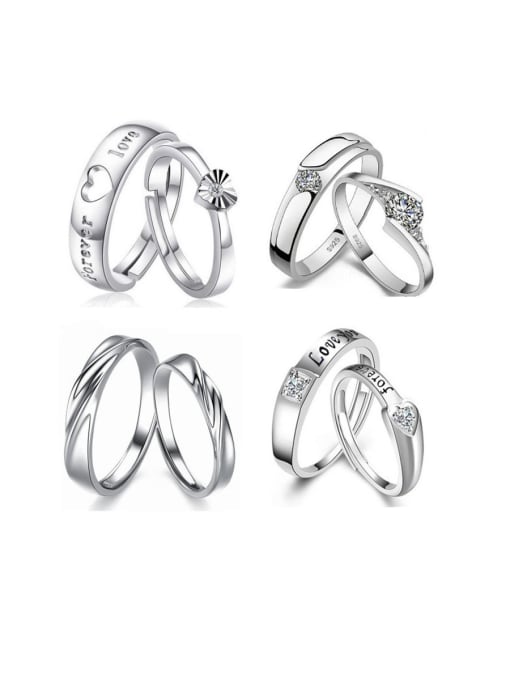 Dan 925 Sterling Silver With Cubic Zirconia Simplistic  loves  Band Rings 3
