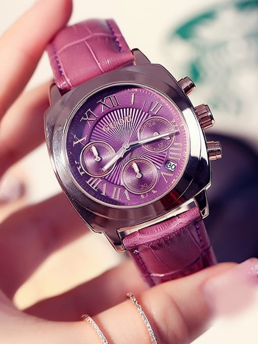 Purple GUOU Brand Retro Roman Numerals Watch