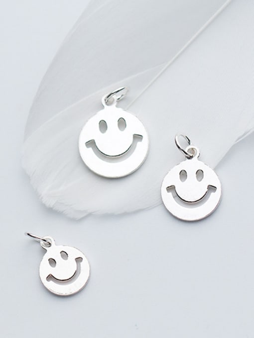 FAN 925 Sterling Silver With Silver Plated Cute Face smile Charms 0