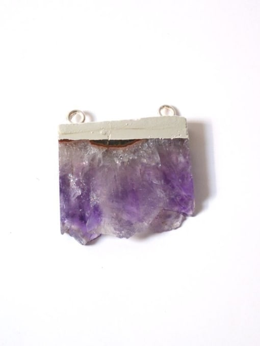 Silver Simple Natural Amethyst Crystal Copper Pendant